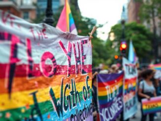 Manifestantes en Londres apoyando derechos transexuales