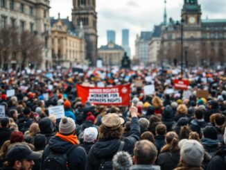 Manifestazione per la riduzione della giornata lavorativa in Spagna