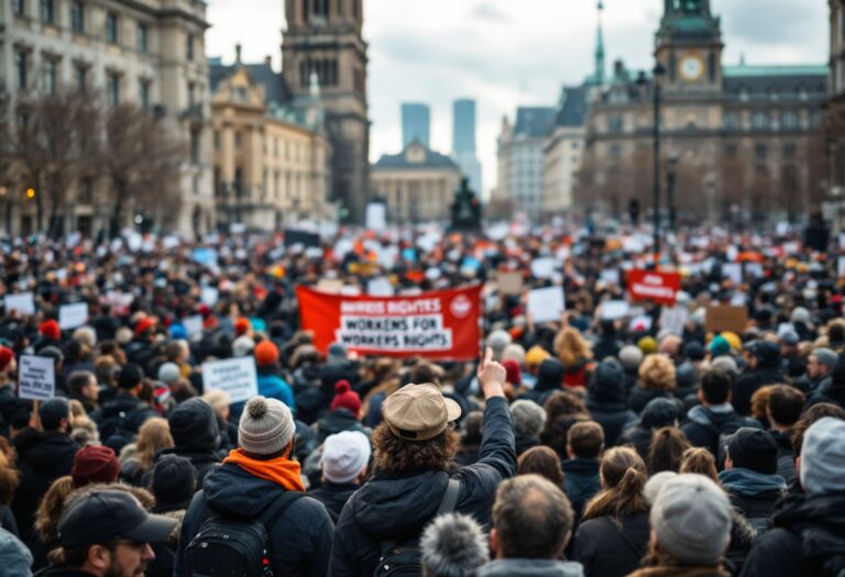 Manifestazione per la riduzione della giornata lavorativa in Spagna