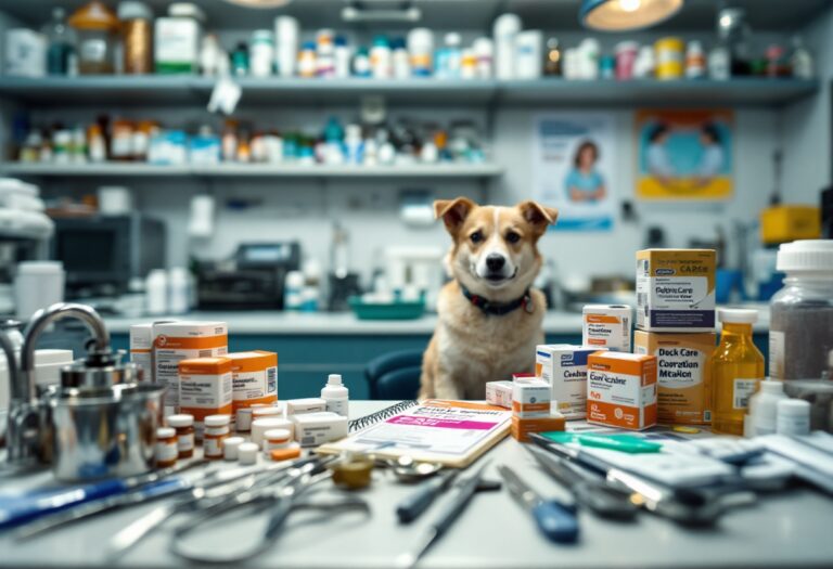 Veterinario cuidando a una mascota en consulta