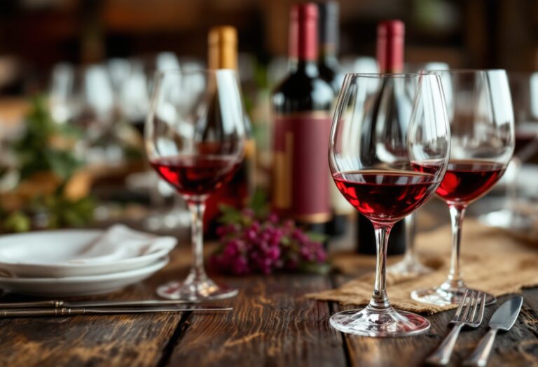 Un bicchiere di vino rosso con vista su San Pietro
