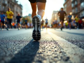 Youtuber che corre la maratona di Boston indossando jeans