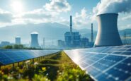 Planta nuclear en España con cielo azul