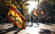 Manifestantes en Madrid protestando contra Israel en Eurovisión