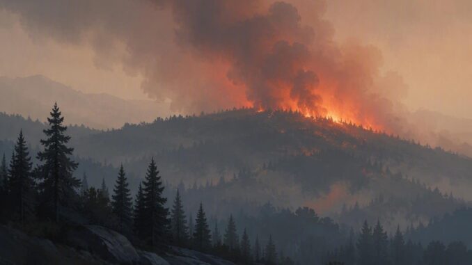 Incendio forestal detectado en la región de España