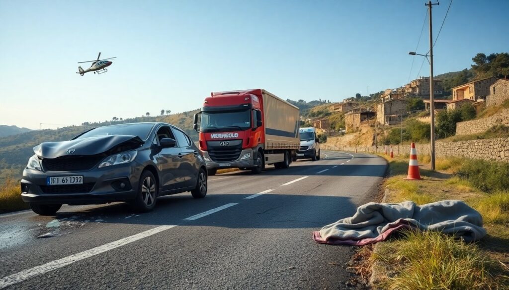 Scontro auto-camion a Grottaccia, automobilista trasportato in eliambulanza