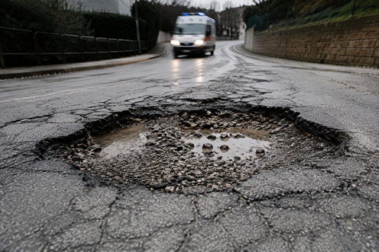 Buca enorme fa cadere un’operatrice di asilo a Ancona