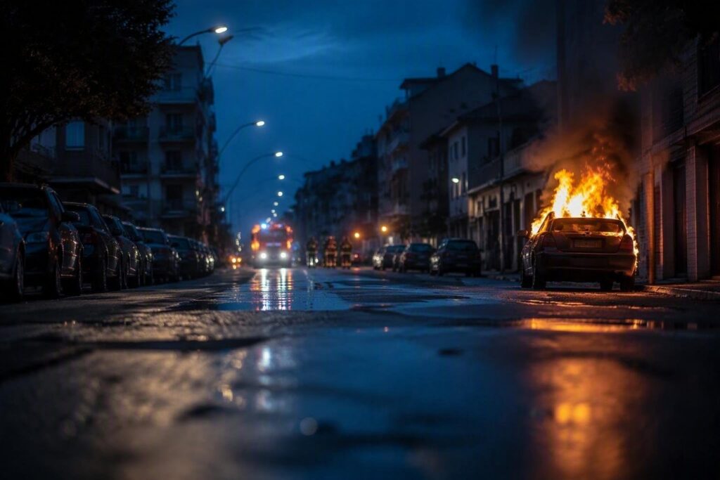 Falconara Marittima: auto in fiamme in via Giovanni Minzoni, chiusura temporanea della strada