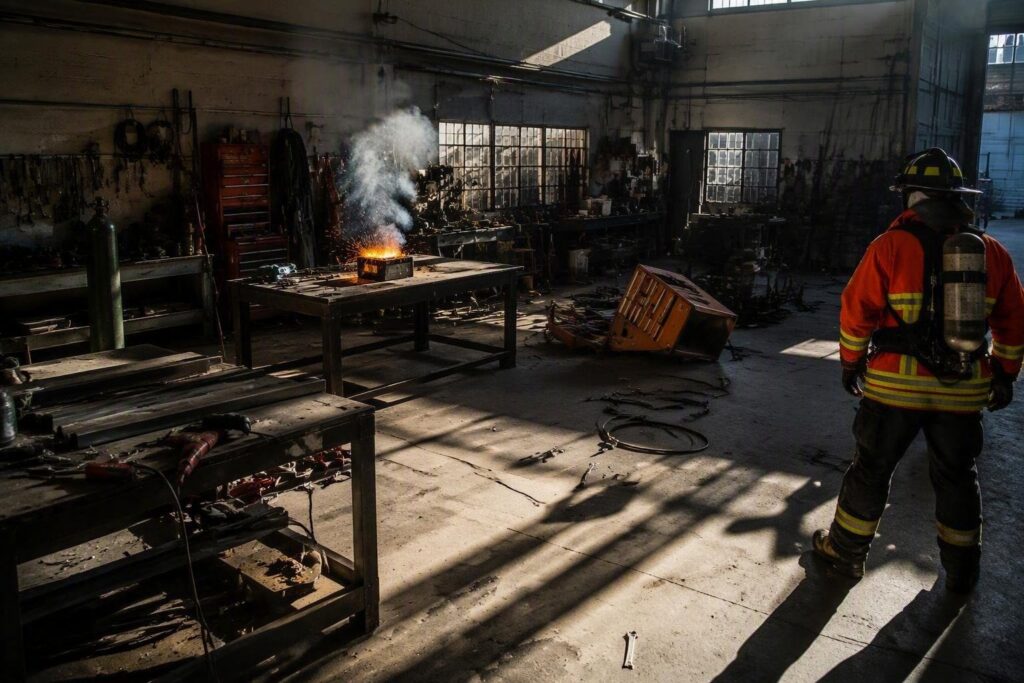 Vigili spengono le fiamme della batteria di una minicar a Camerano