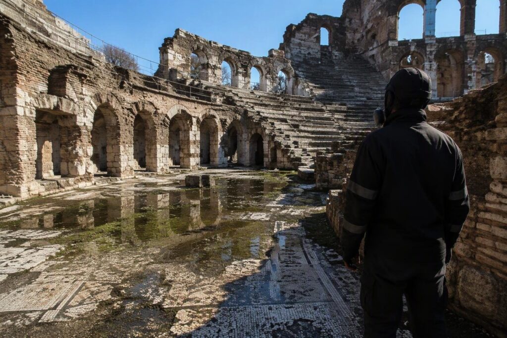 Acqua, mosaico e progetti: il futuro incerto dell’anfiteatro di Ancona