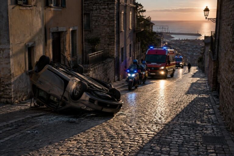 Auto ribaltata in via della Madonnetta, soccorsi vigili e 118