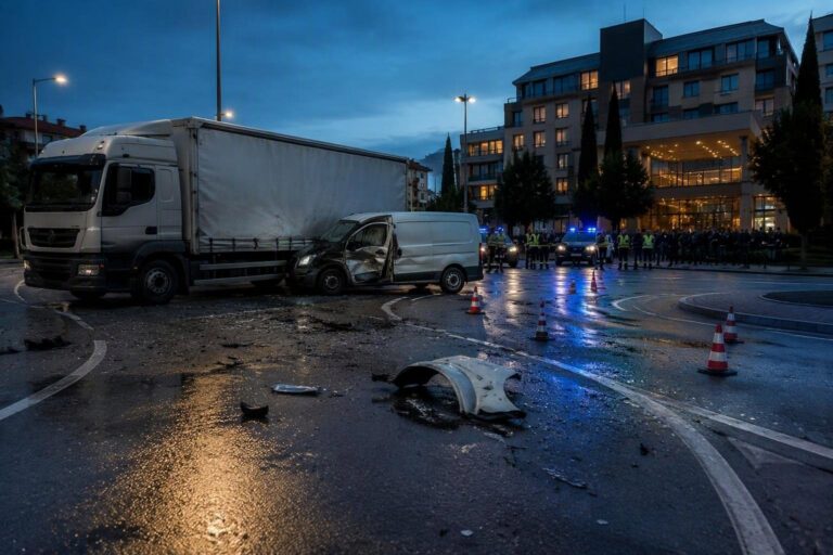 Collisione violenta tra camion e Doblò chiude via Ancona a Jesi