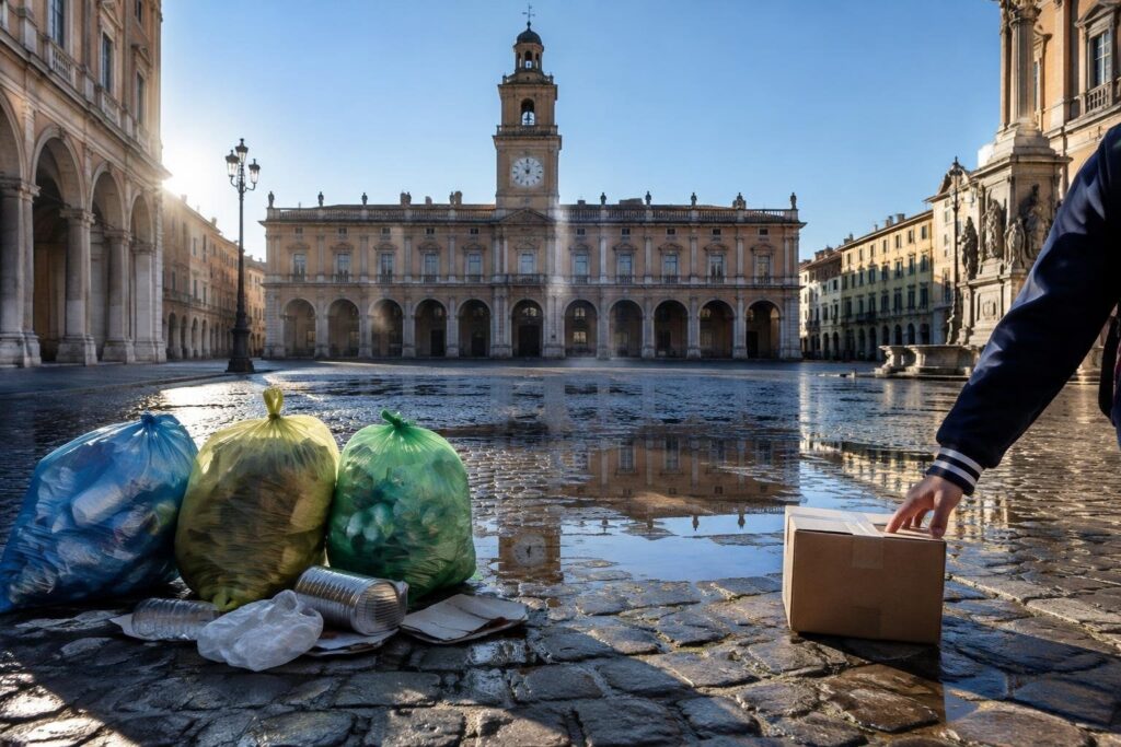 Giovani di Jesi in piazza Pergolesi: protesta e raccolta rifiuti