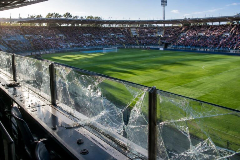 In tribuna il plexiglass frantumato ferisce giornalista Trillini