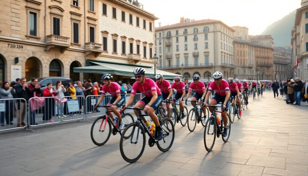 Giro d’Italia: l’energia di piazza Chanoux prima della Aosta‑Pila