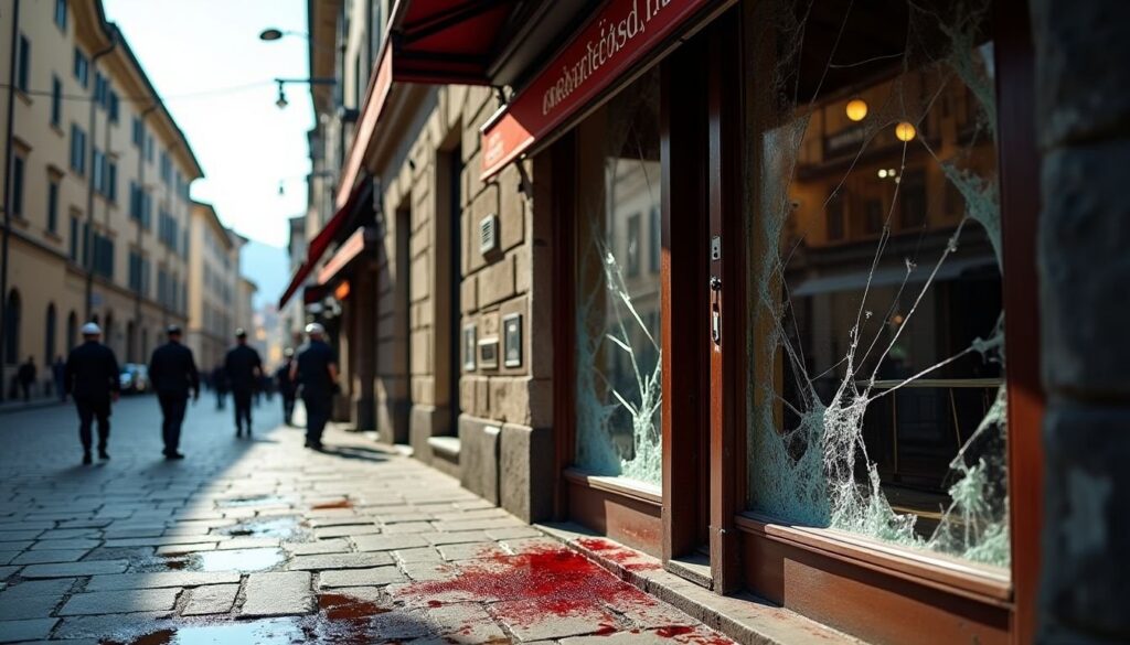 Rissa ad Aosta: vetrina distrutta e sangue davanti al palazzo della Regione
