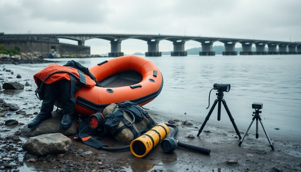 Ricerca dell’auto scomparsa dopo il crollo del ponte sul Trigno