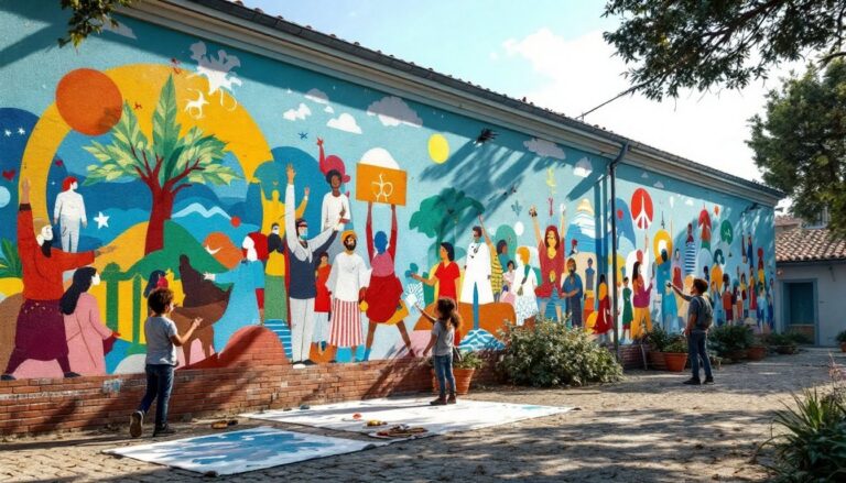 Bambini e ragazzi creano un murale per la pace a Triggiano