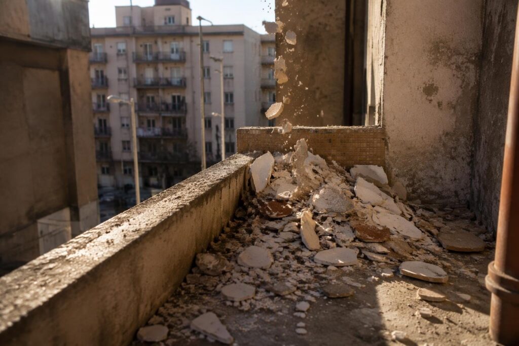 Distacco di intonaco a Bari: intervento dei Vigili del Fuoco