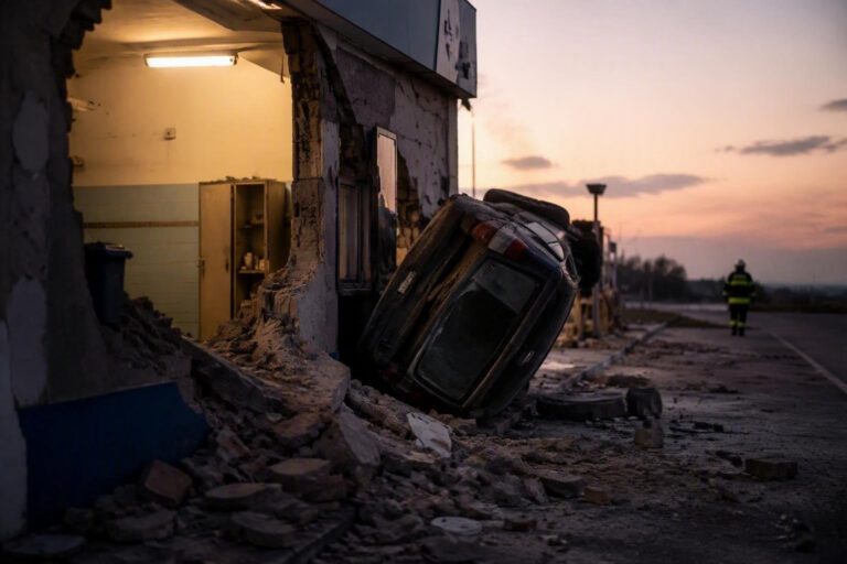 Auto contro pompa di benzina a Molfetta: vigili del fuoco in azione