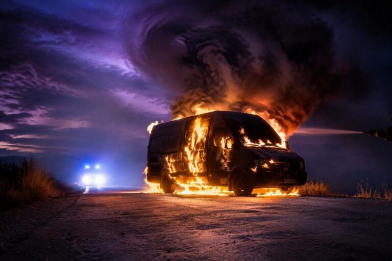 Incendio ad Altamura: furgone avvolto dalle fiamme si sposta da solo