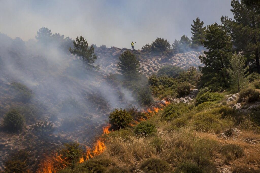 Incendio a Vico del Gargano: vigili del fuoco e volontari al lavoro per contenere le fiamme