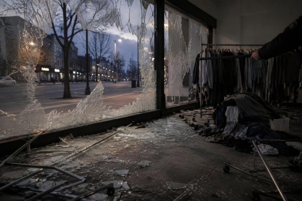 Incendio di vetrina e furto al Wild Store di Molfetta: i carabinieri intervenuti