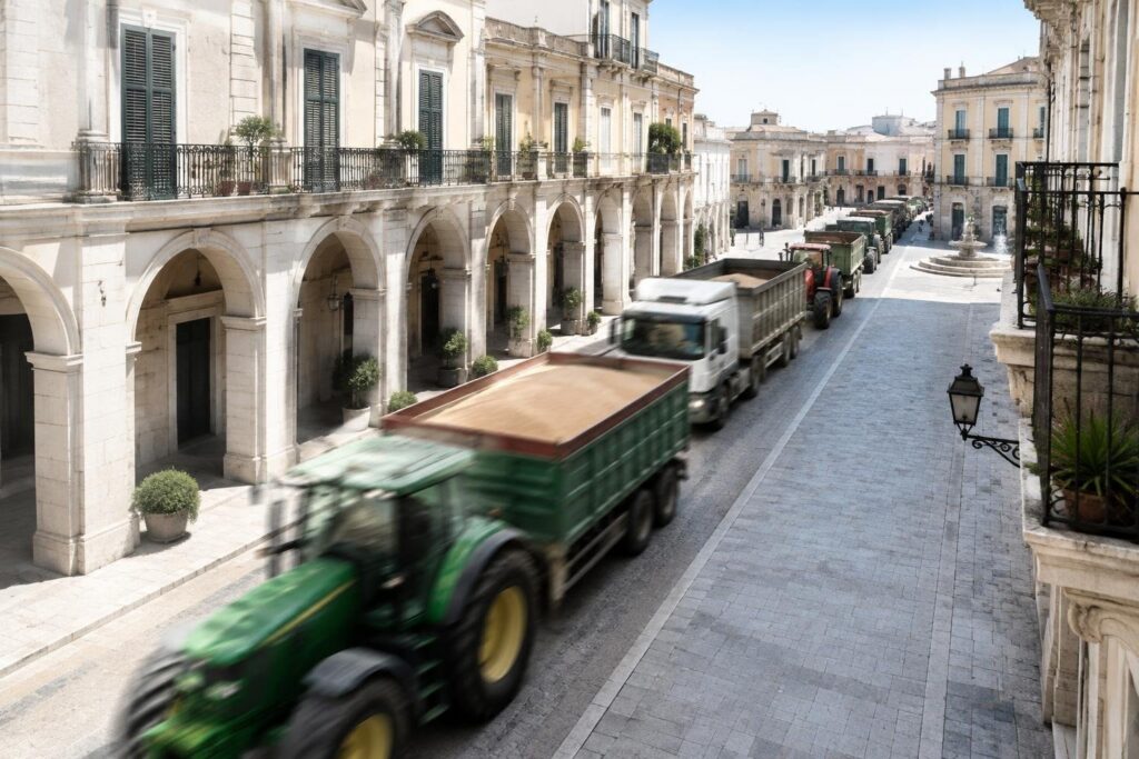 Manifestazioni di agricoltori e autotrasportatori a Cerignola, Foggia