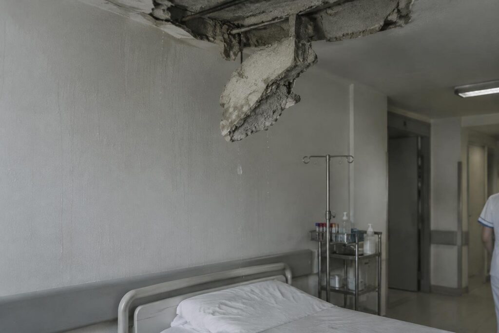Soffitto crolla al Policlinico di Bari dopo i nubifragi