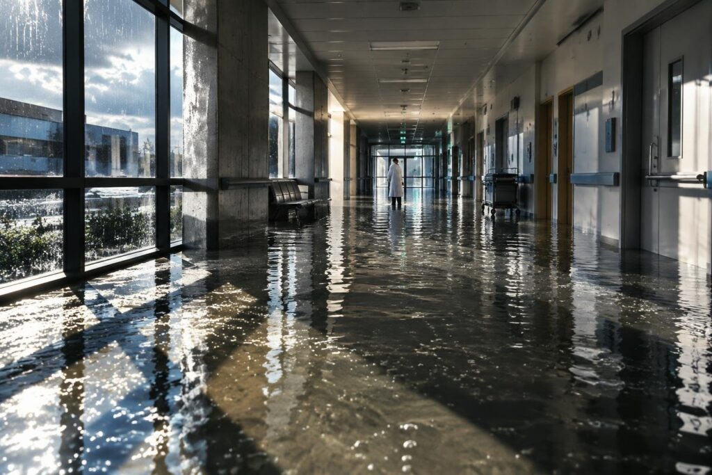 Video mostra l’acqua nei corridoi del nuovo ospedale di Monopoli