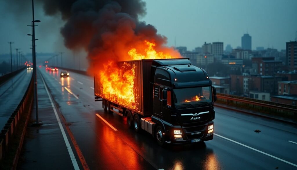 Camion in fiamme a Bologna: traffico bloccato e intervento dei vigili del fuoco