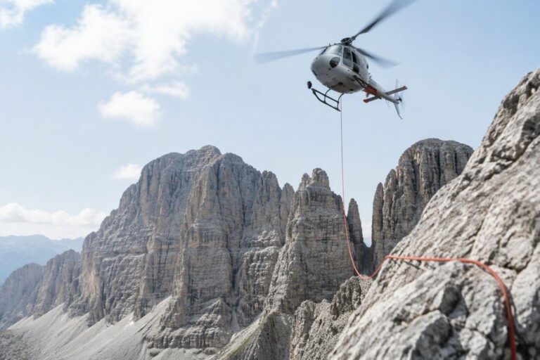 Recupero in elicottero per alpinista sospesa nel vuoto in Val di Fassa
