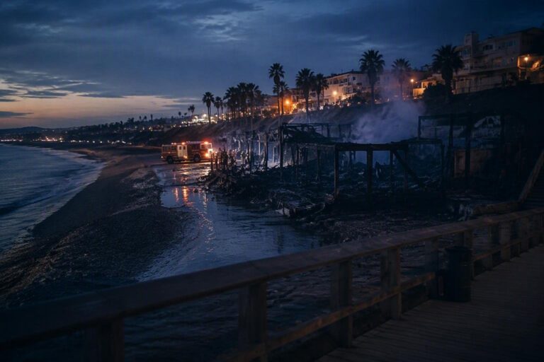 Lido di Volano: incendio notturno distrugge strutture del Bagno Ipanema