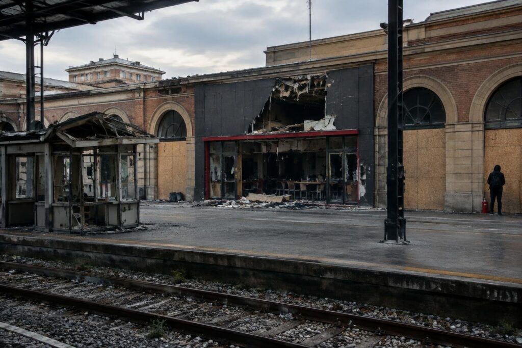Bologna sotto assalto: danni al Burger King e alla stazione