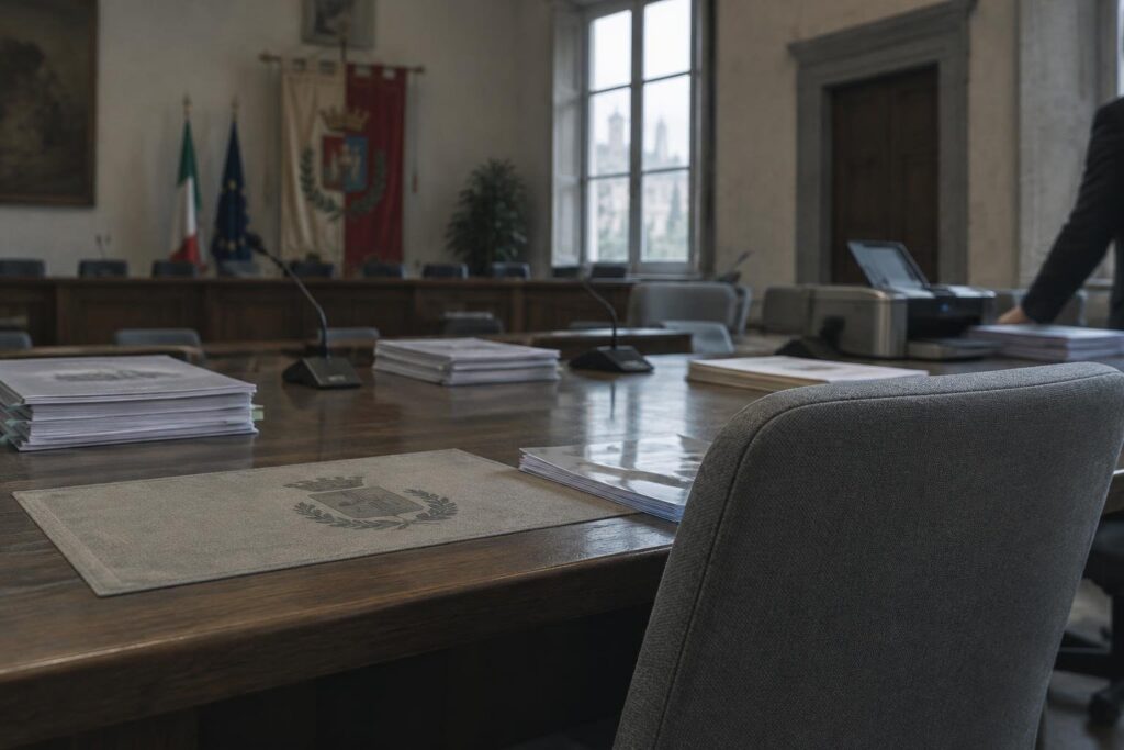 Sedute dei consigli comunali di tre città: Valdarno, Fiore e Manfredonia