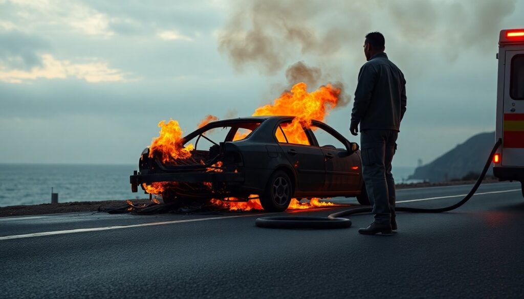 Incendio di un’auto in movimento: soccorsi dei Vigili del Fuoco a Termoli