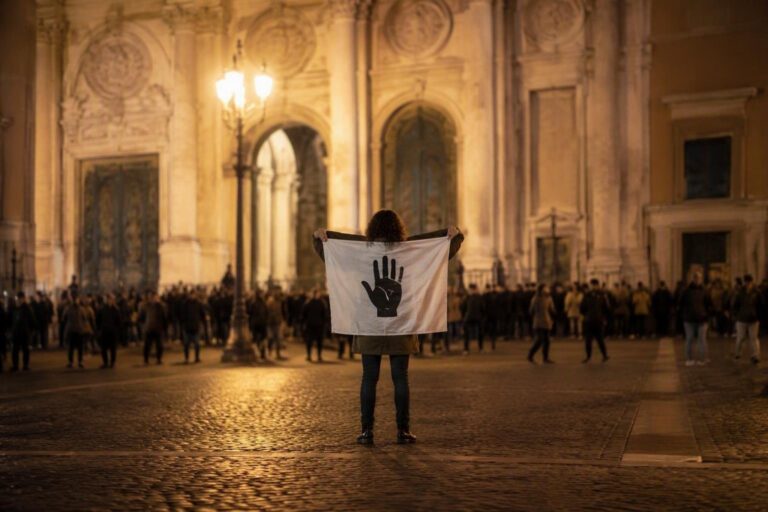 Manifestazione a Montecitorio contro il disegno di legge sull’antisemitismo
