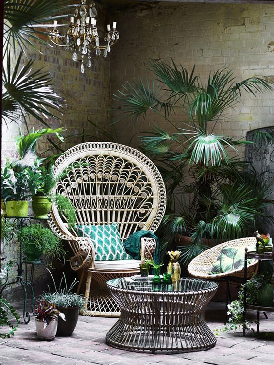Rattan per arredamento in stile tropicale