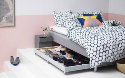 letto contenitore con scarpe