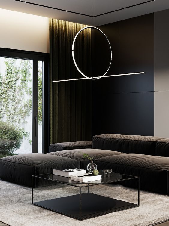 soggiorno nero minimal