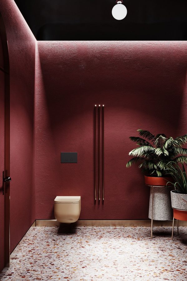 Pareti bagno di design bordeaux