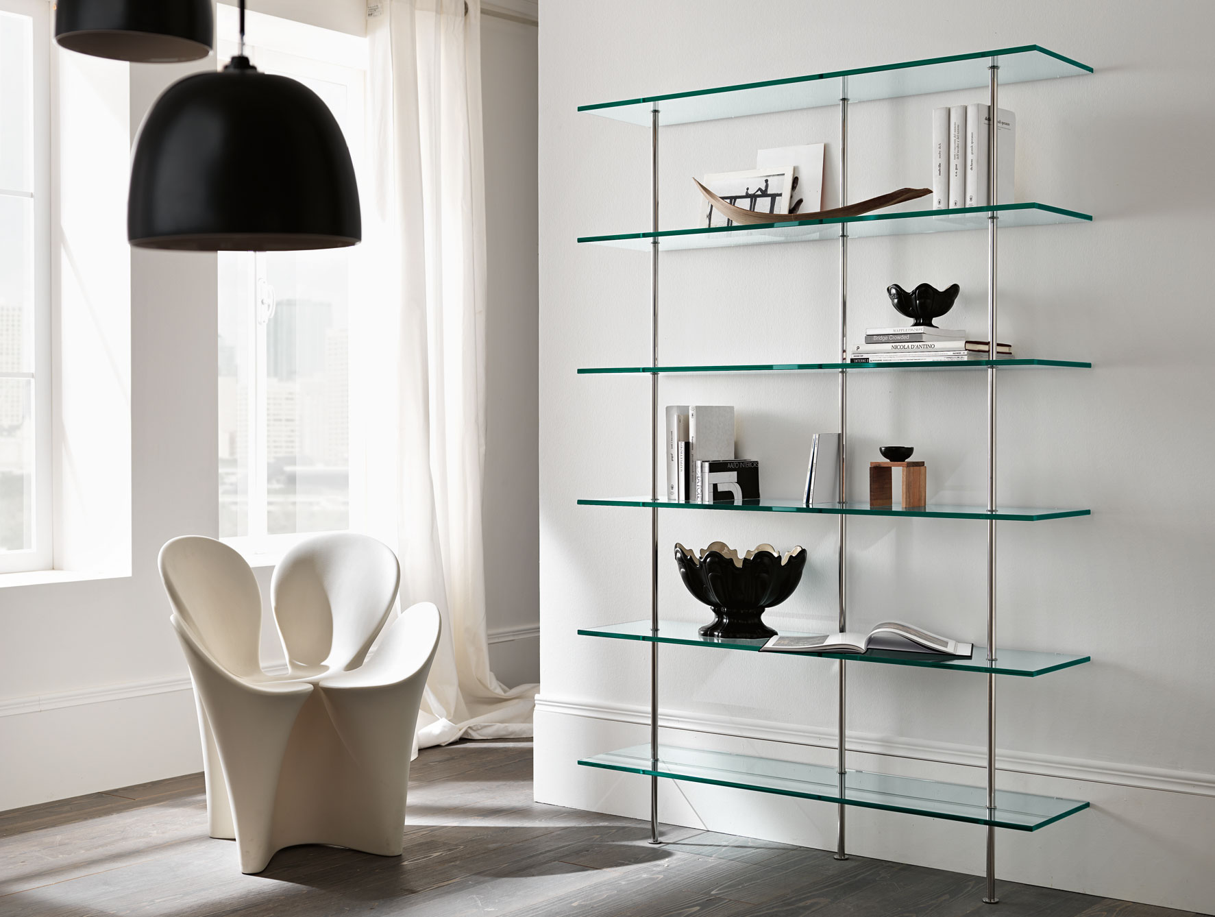 librerie in vetro e acciaio