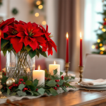 Decorazioni natalizie con piante e fiori per interni