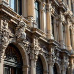 Dettaglio di un edificio barocco con ornamenti elaborati