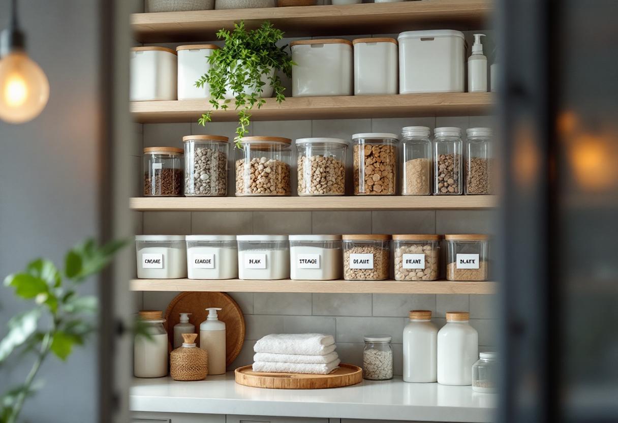 Bagno con soluzioni di storage ottimizzate e funzionali