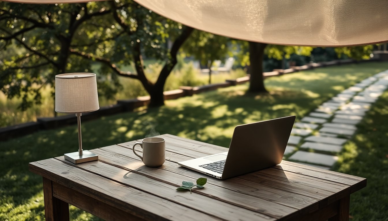 Arredi per smart working all'aperto: tavoli, sedie e ombreggiature