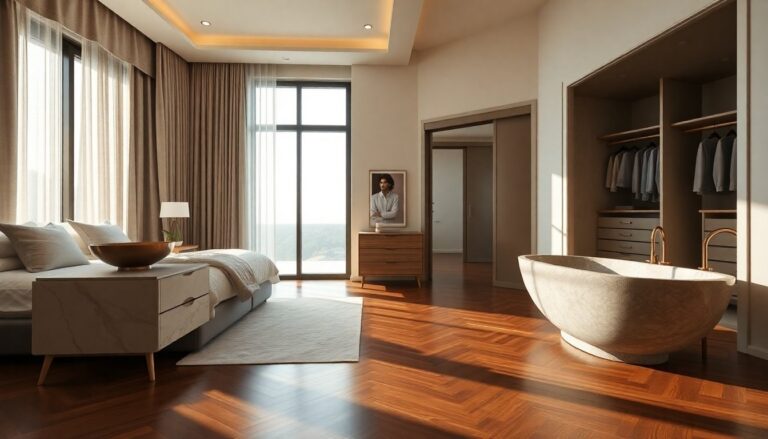Restyling della suite padronale: camera, cabina armadio e bagno in chiave elegante