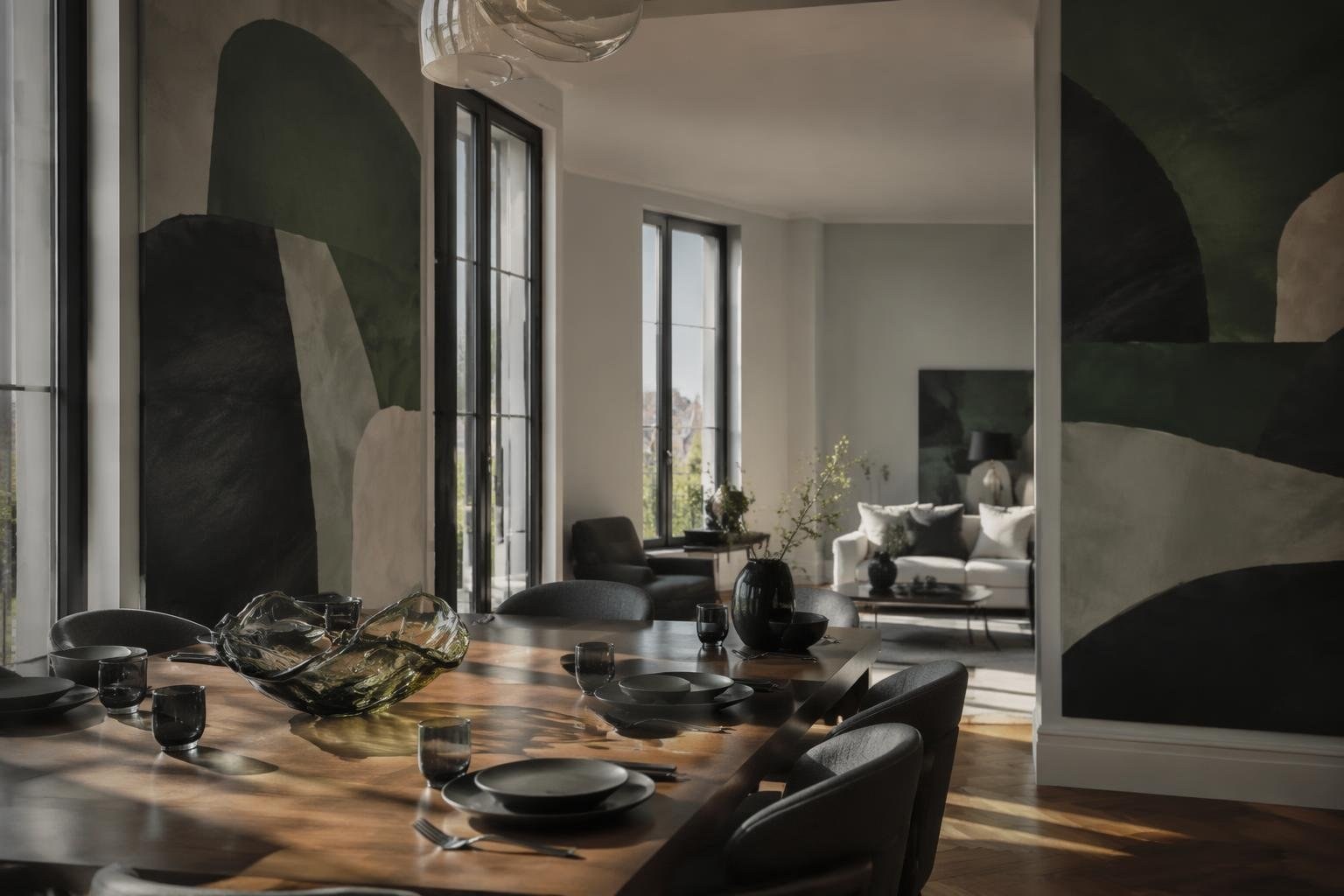Appartamento a Berlino: la zona pranzo firmata Bruzkus Greenberg come nuovo fulcro del living