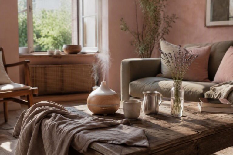 Come creare un mood rilassante con palette soft, texture naturali e profumi