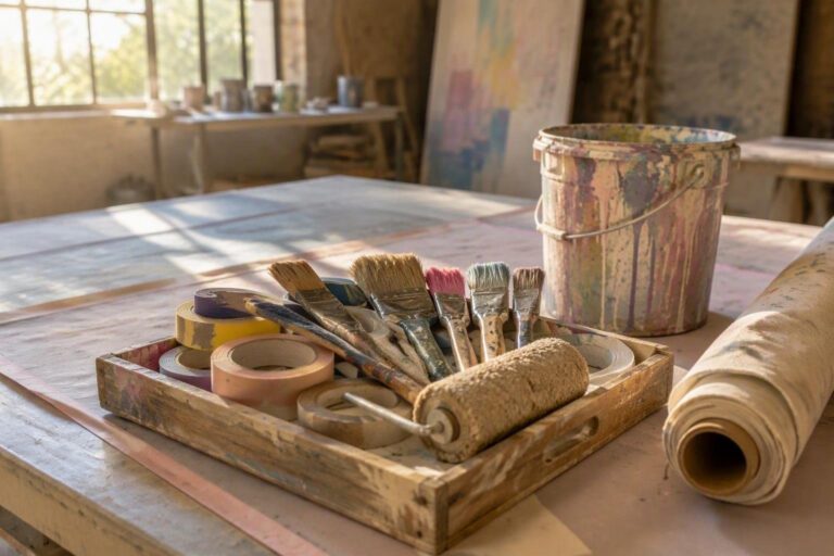 Guida completa agli accessori per pittura: protezioni, nastri, pennelli e rulli